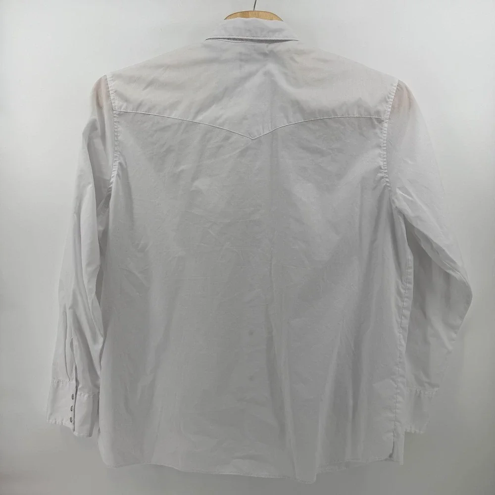 Wrangler Western Snap Shirt Mens XXL White Long Sleeve Pearl Snap 71105WH